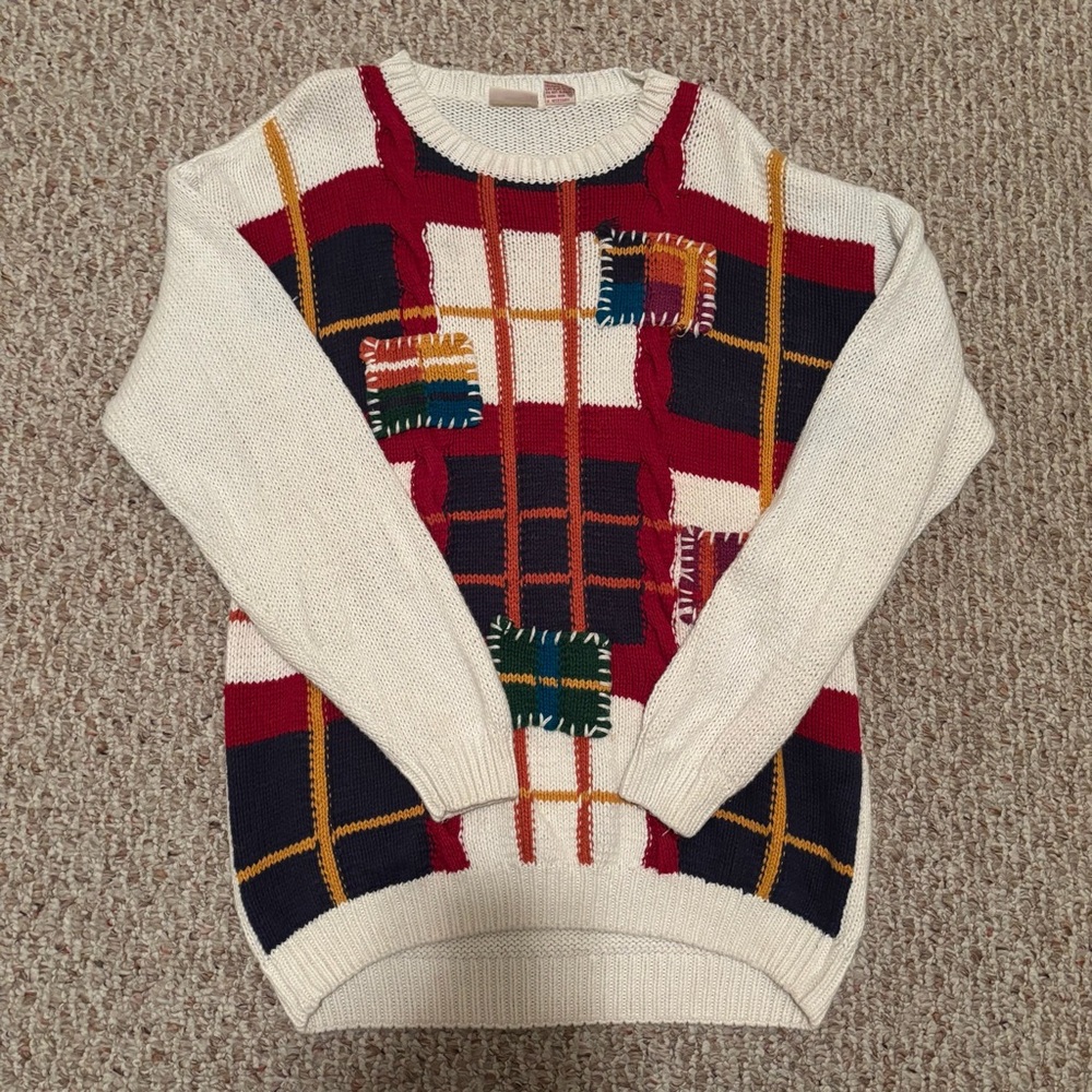 Huntington Ridge Colorful Patchwork Knit Sweater
